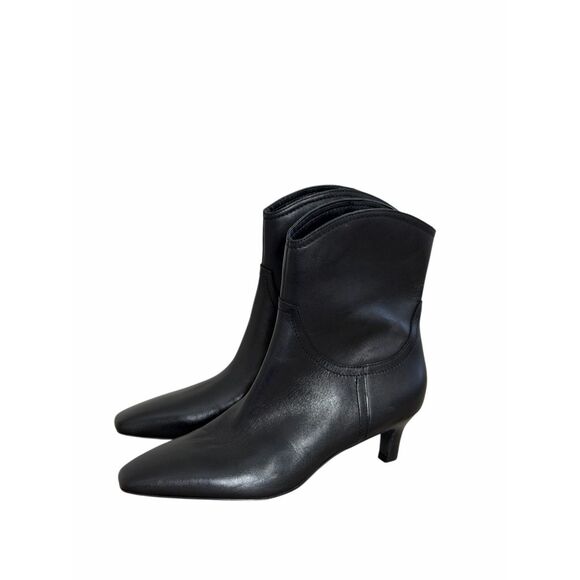 Nordstrom Atema Kitten Heel Bootie Size 8 Leather Upper in Black NEW - Picture 3 of 7